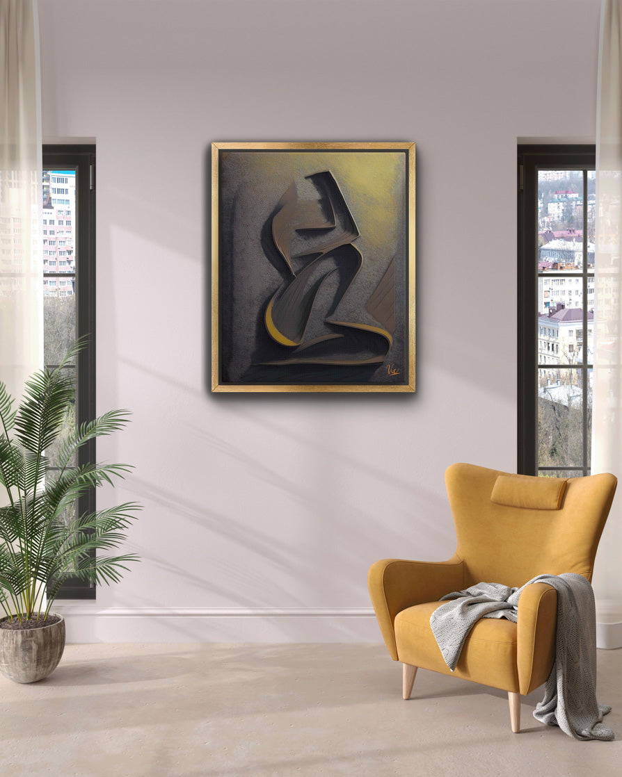 Muted Color Woman Abstract Painting 2 - Contemporary Fine Art for Modern Interiors