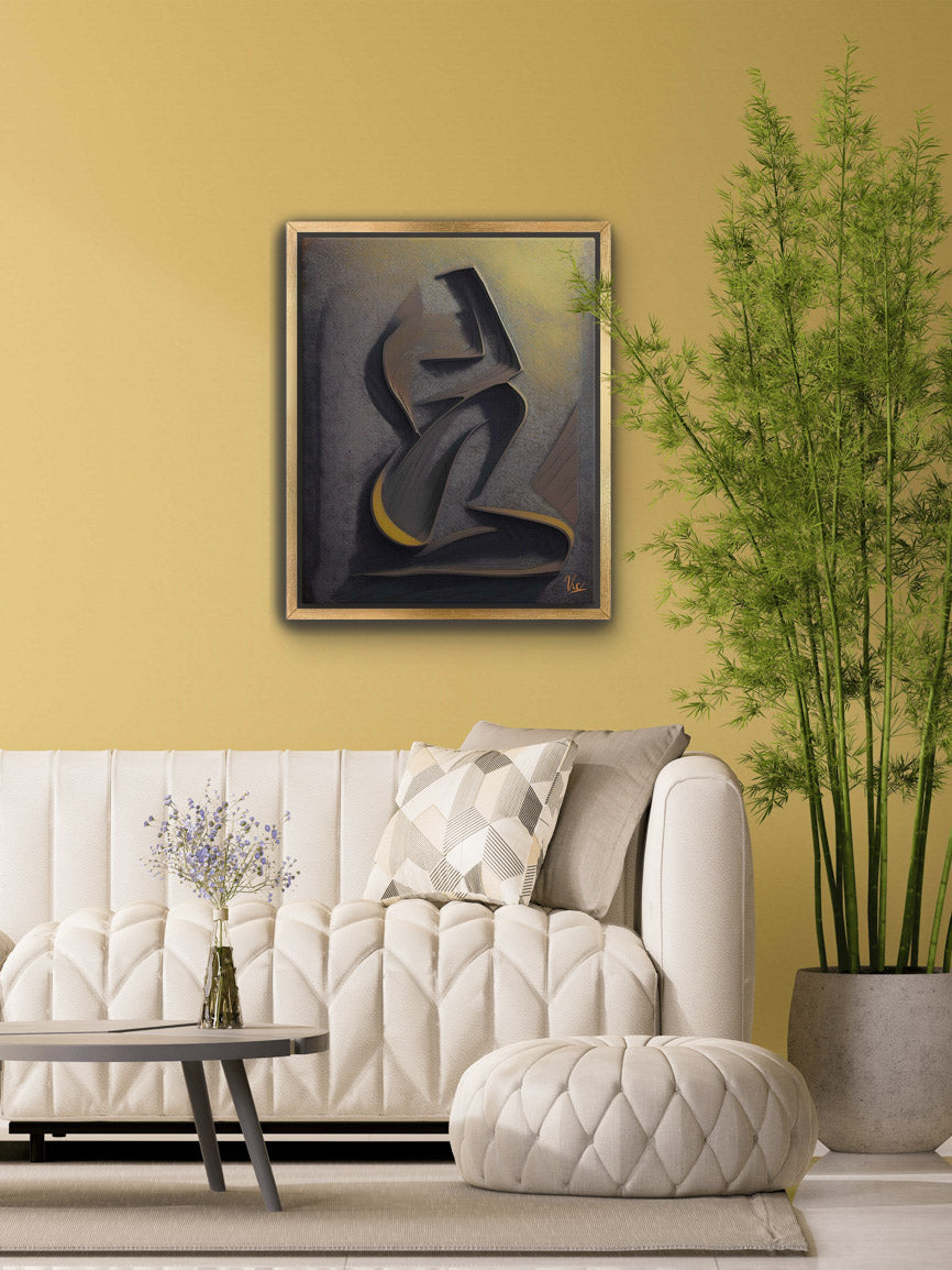 Muted Color Woman Abstract Painting 2 - Contemporary Fine Art for Modern Interiors
