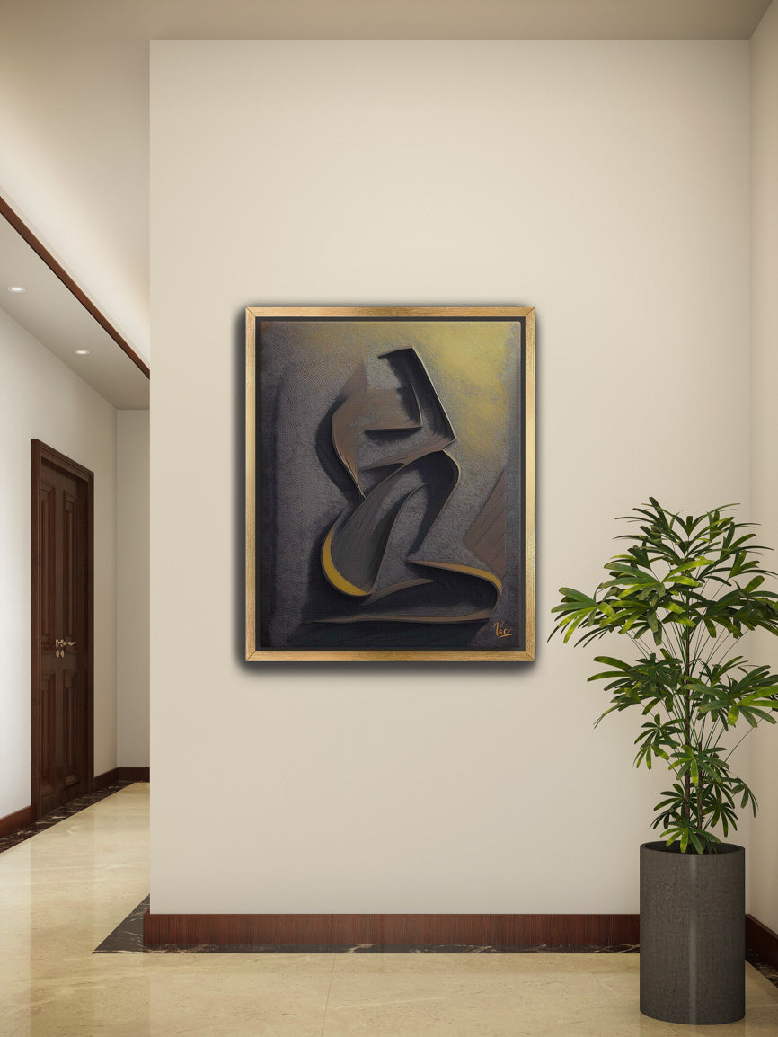 Muted Color Woman Abstract Painting 2 - Contemporary Fine Art for Modern Interiors