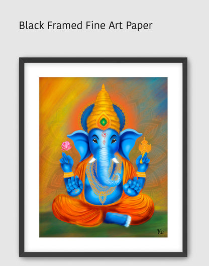 Traditional Blue Indian Ganesha Painting - Vibrant Blessing Artwork for Home Décor