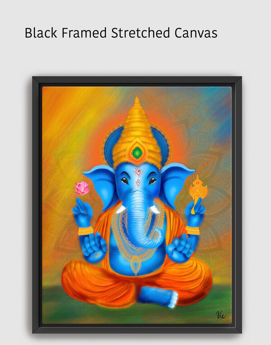 Traditional Blue Indian Ganesha Painting - Vibrant Blessing Artwork for Home Décor