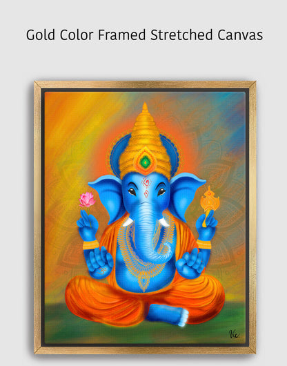 Traditional Blue Indian Ganesha Painting - Vibrant Blessing Artwork for Home Décor