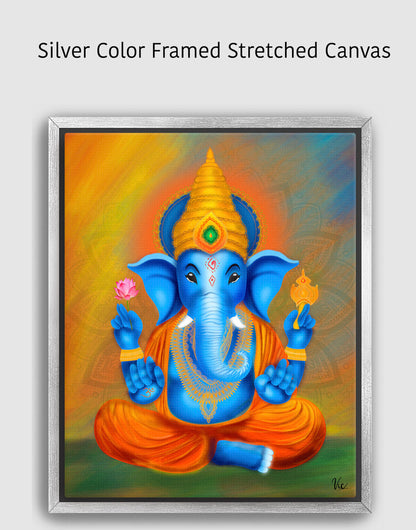 Traditional Blue Indian Ganesha Painting - Vibrant Blessing Artwork for Home Décor