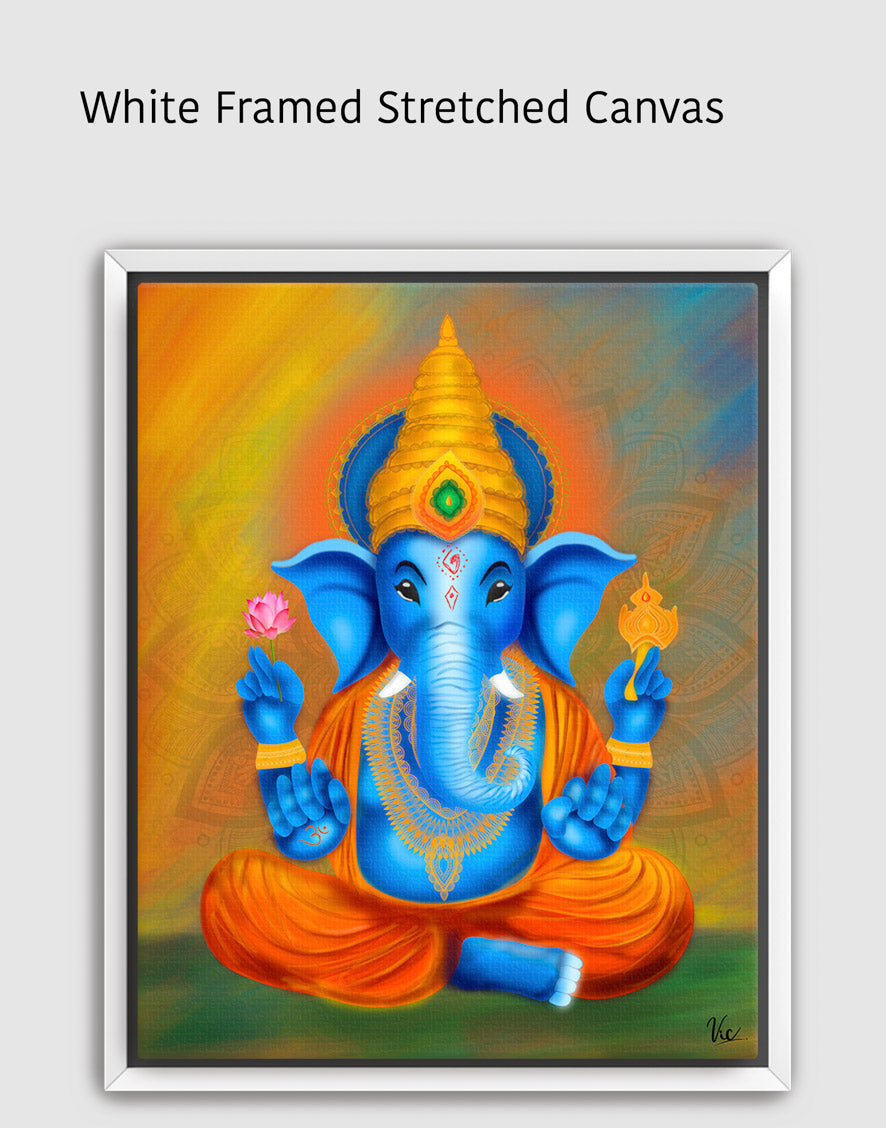 Traditional Blue Indian Ganesha Painting - Vibrant Blessing Artwork for Home Décor