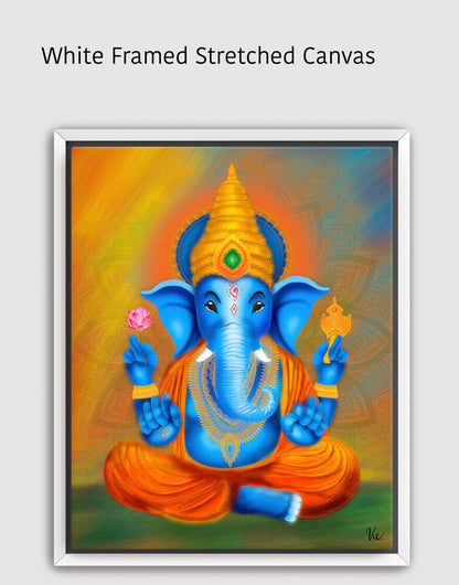 Traditional Blue Indian Ganesha Painting - Vibrant Blessing Artwork for Home Décor