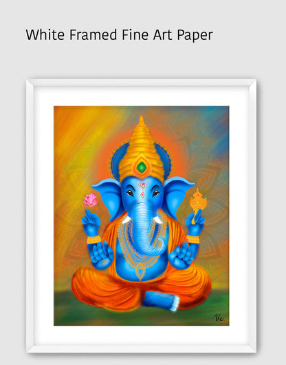 Traditional Blue Indian Ganesha Painting - Vibrant Blessing Artwork for Home Décor