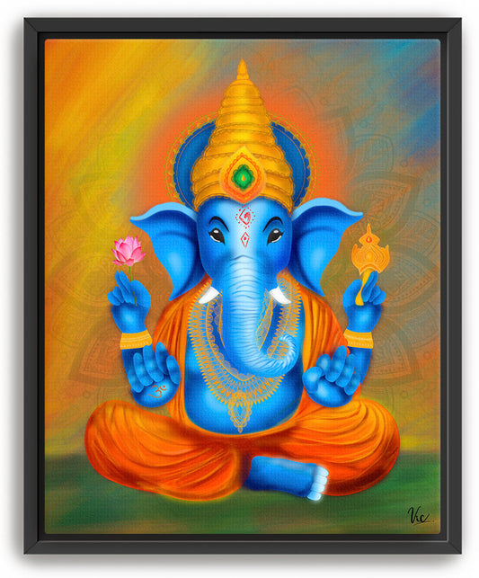 Traditional Blue Indian Ganesha Painting - Vibrant Blessing Artwork for Home Décor