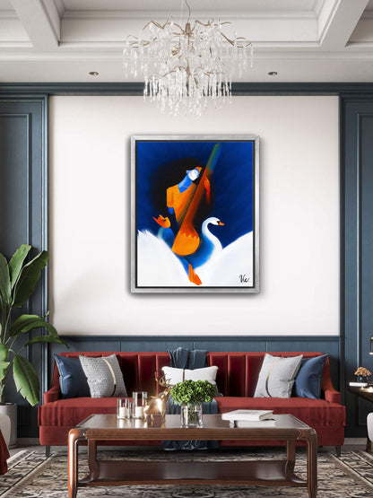 Spiritual Blue Indian Goddess Saraswati Painting