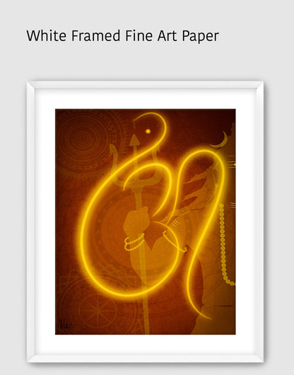 Spiritual Red Orange Indian Lord Shiva Om Painting - Contemporary Wall Art for Home Décor