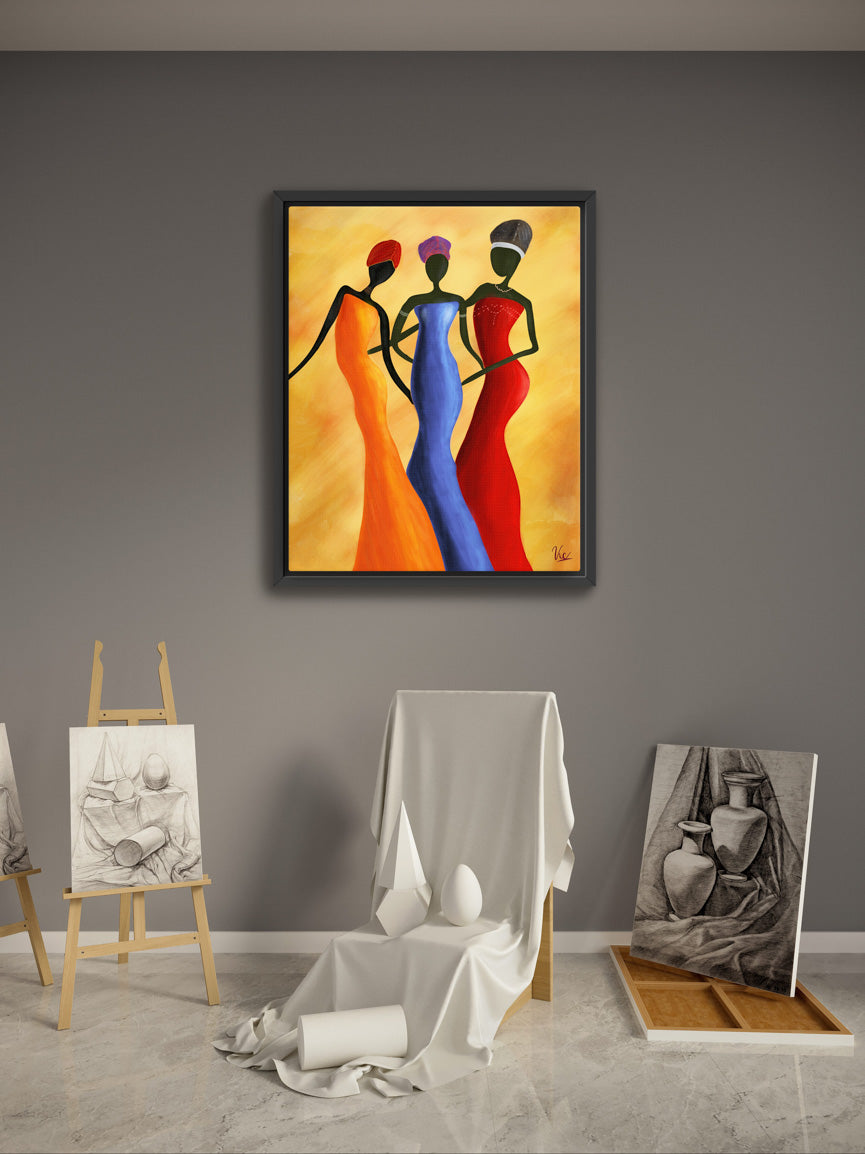 Colorful Modern Contemporary African Women Abstract Painting - Original Wall Art