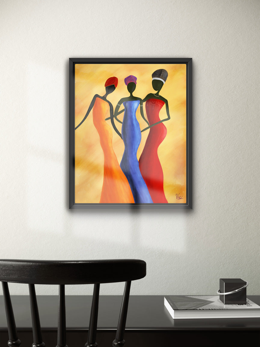 Colorful Modern Contemporary African Women Abstract Painting - Original Wall Art
