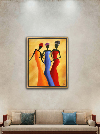 Colorful Modern Contemporary African Women Abstract Painting - Original Wall Art