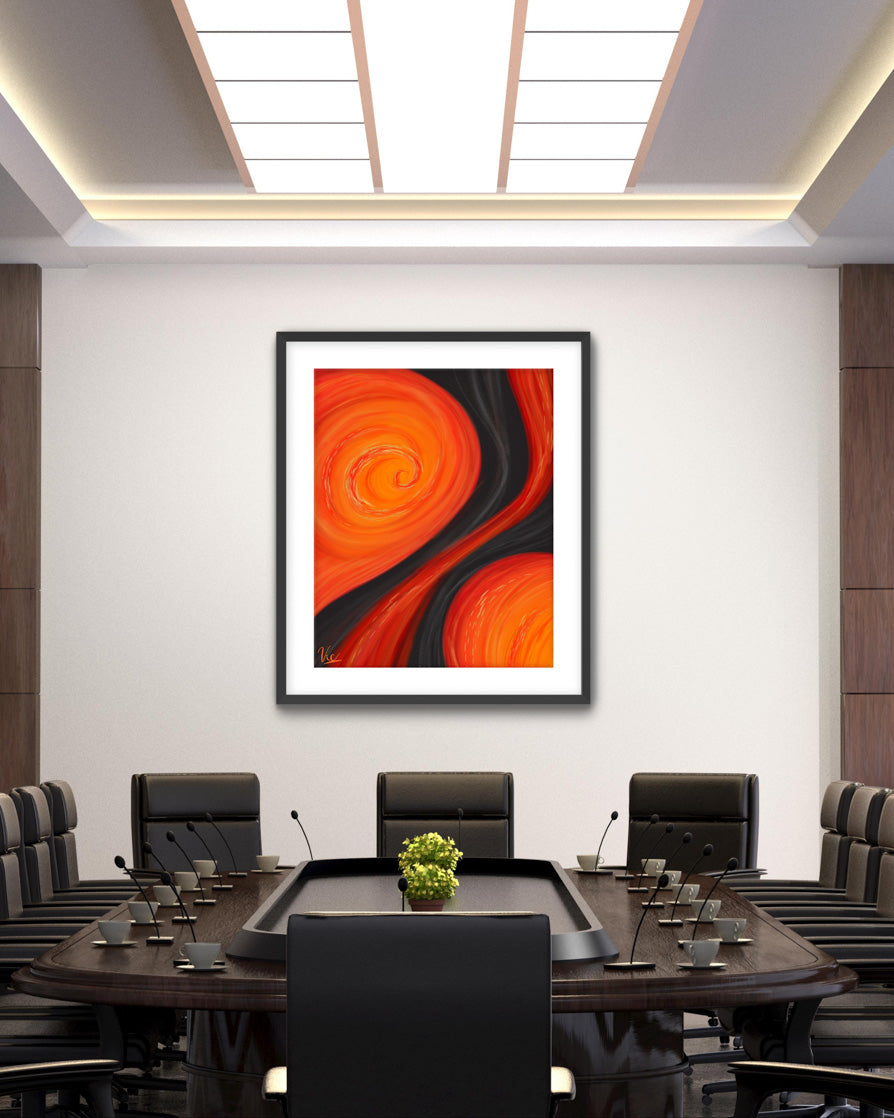 Asbtract Red Black Modern Contemporary Artwork Painting
