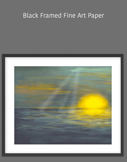 Dark Night Sunset Over Ocean - Modern Abstract Wall Art Painting for Home Décor