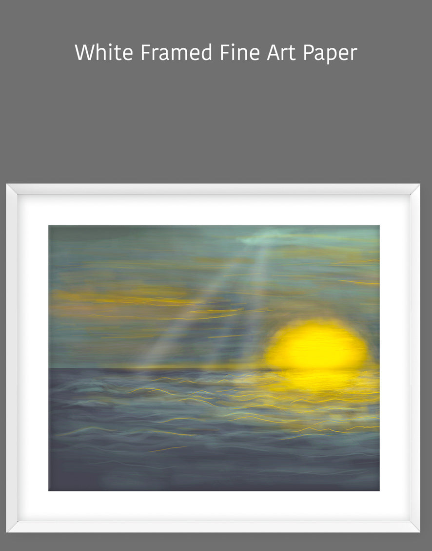 Dark Night Sunset Over Ocean - Modern Abstract Wall Art Painting for Home Décor