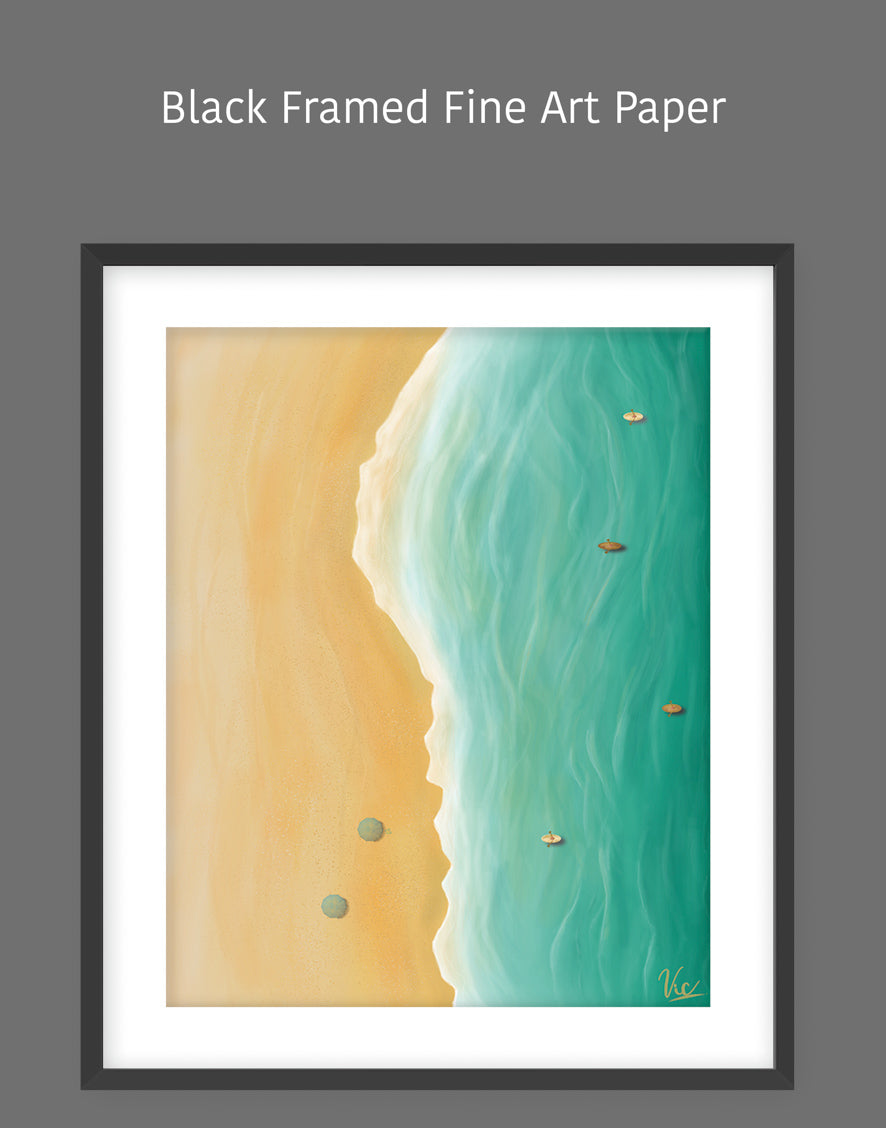 Relaxing Summer Beach Painting - Top View Ocean Artwork