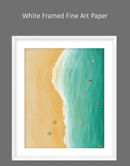 Relaxing Summer Beach Painting - Top View Ocean Artwork