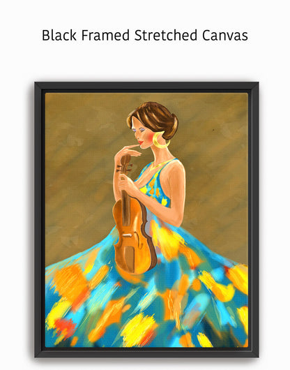 Girl Holding a Violin Artwork - Elegant Musical Art