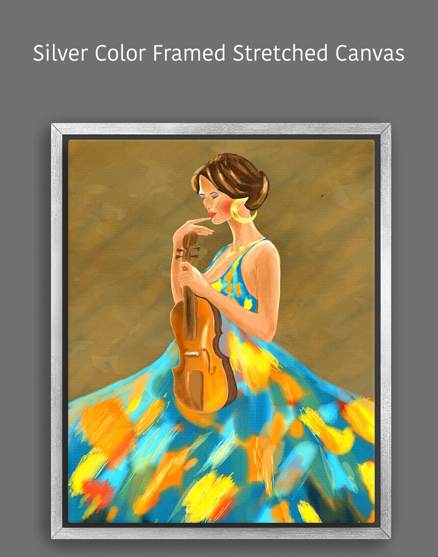 Girl Holding a Violin Artwork - Elegant Musical Art