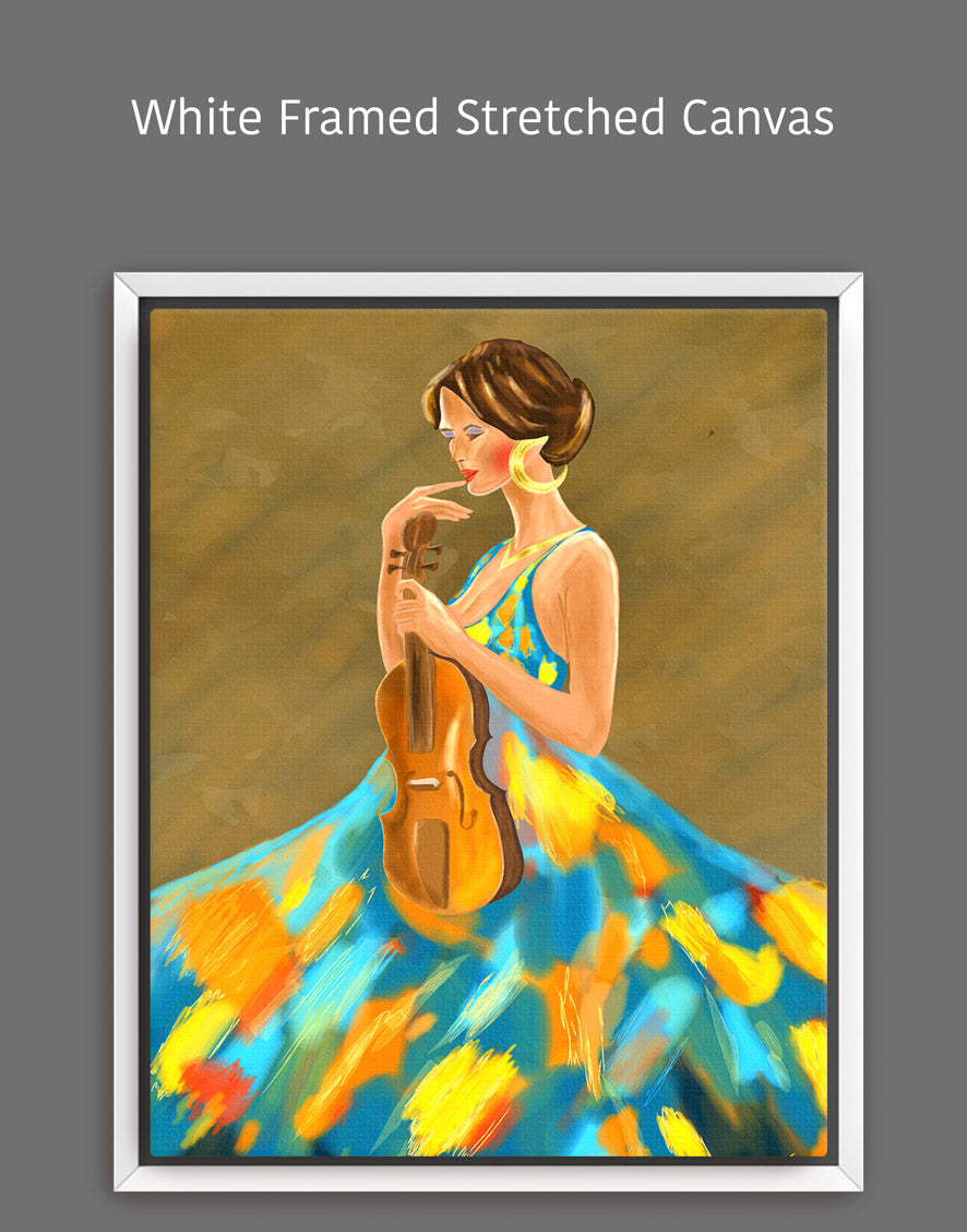 Girl Holding a Violin Artwork - Elegant Musical Art