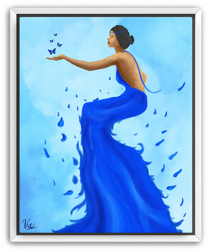 Beautiful Girl in Blue Dress Painting