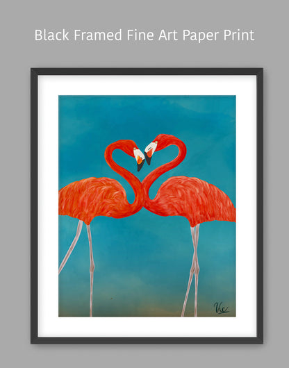 Two Cute Flamingos Couple Artwork - Romantic & Whimsical Bird Art