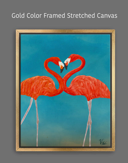 Two Cute Flamingos Couple Artwork - Romantic & Whimsical Bird Art