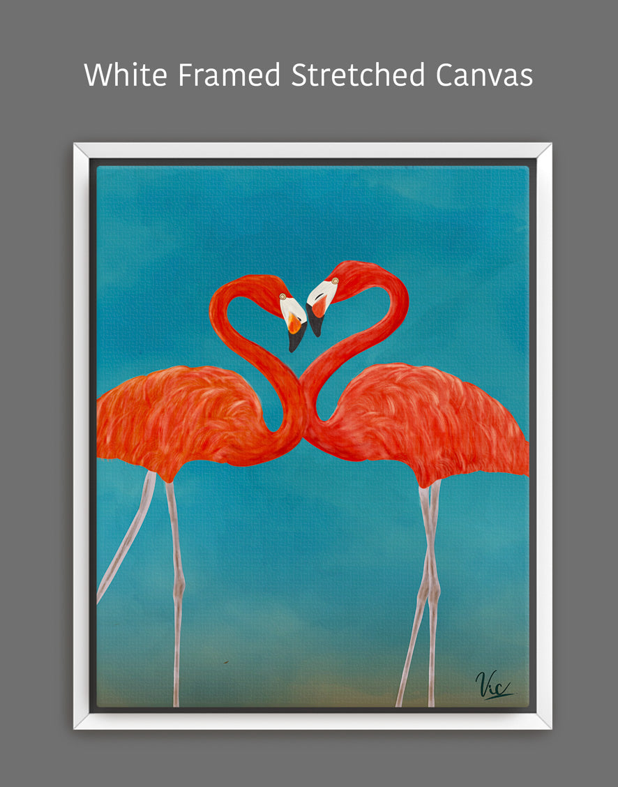 Two Cute Flamingos Couple Artwork - Romantic & Whimsical Bird Art