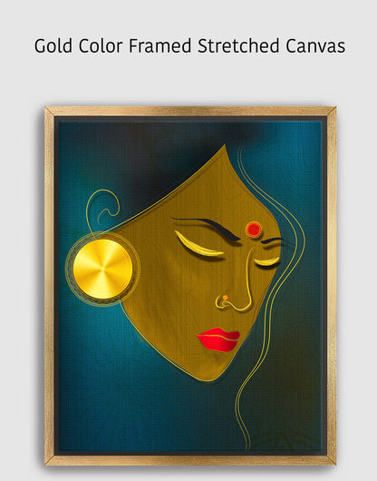 Golden Metallic Girl Portrait | Luxurious Wall Art | Original Painting