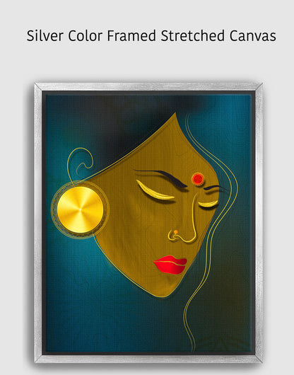 Golden Metallic Girl Portrait | Luxurious Wall Art | Original Painting