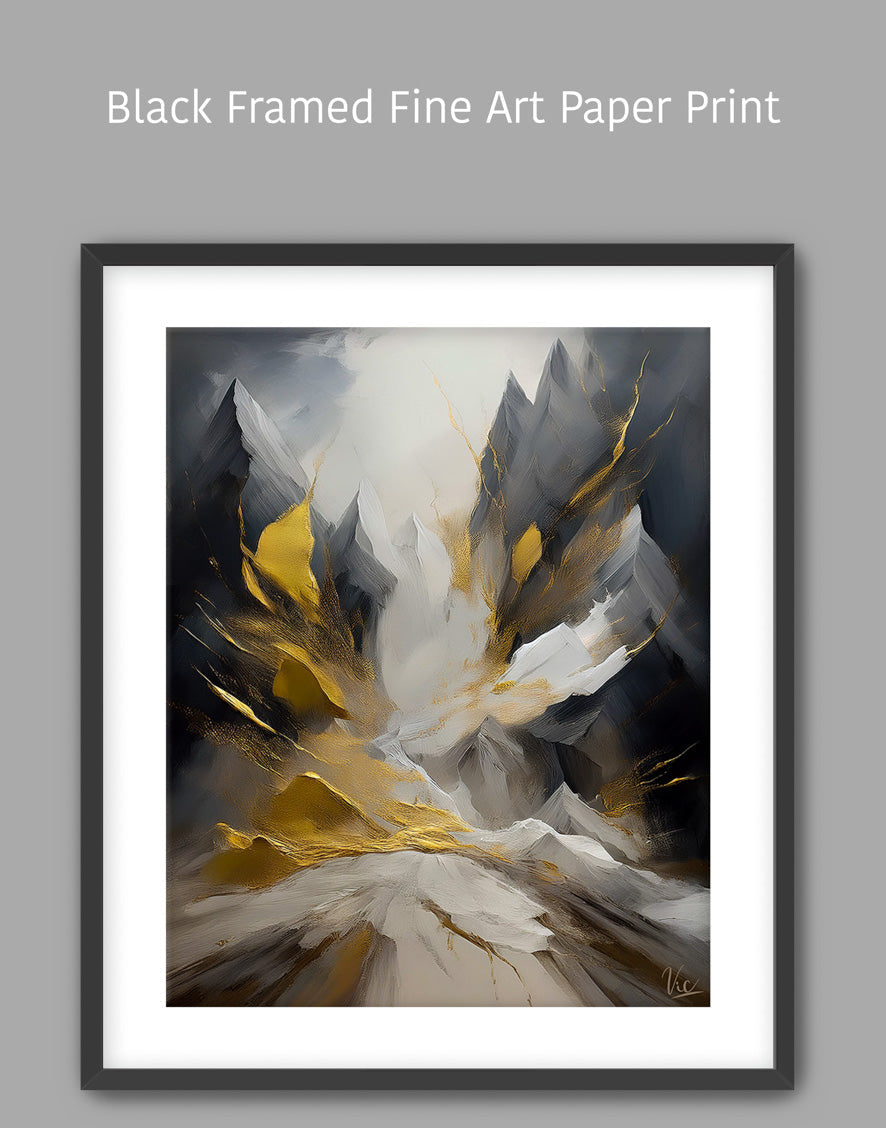 Abstract Black and Gold Contemporary Painting