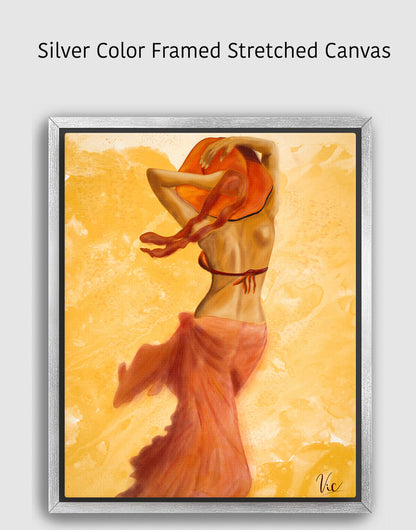 Elegant Woman in Hat | Red Orange Portrait | Original Wall Art