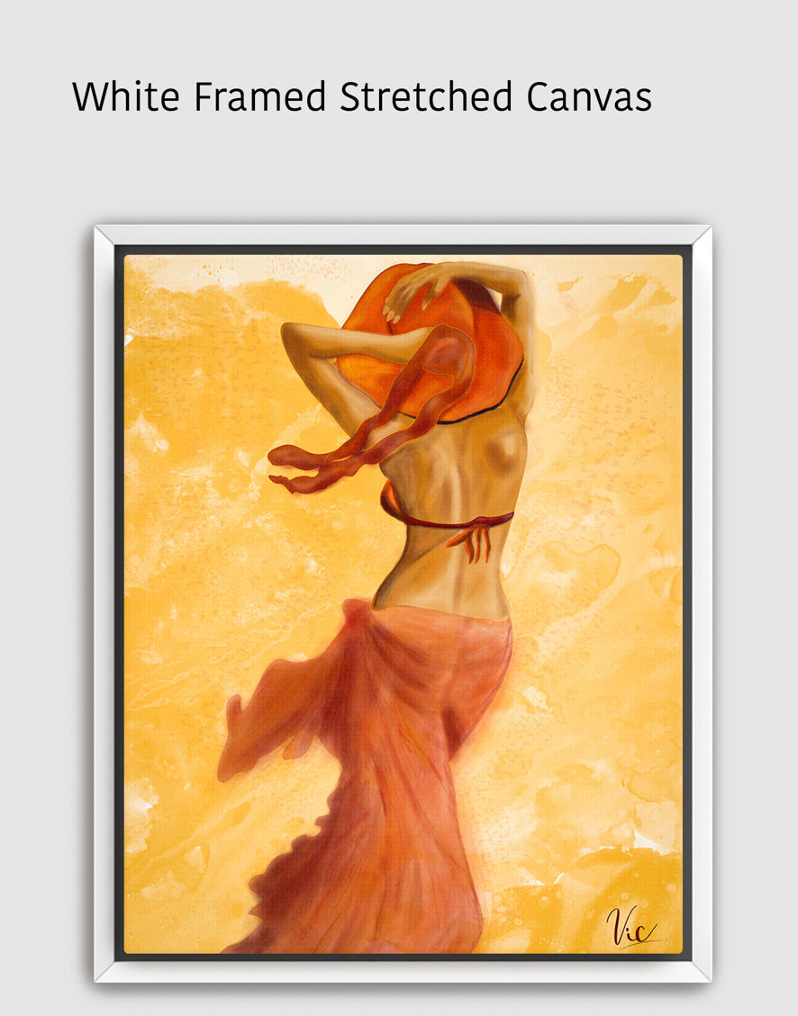 Elegant Woman in Hat | Red Orange Portrait | Original Wall Art