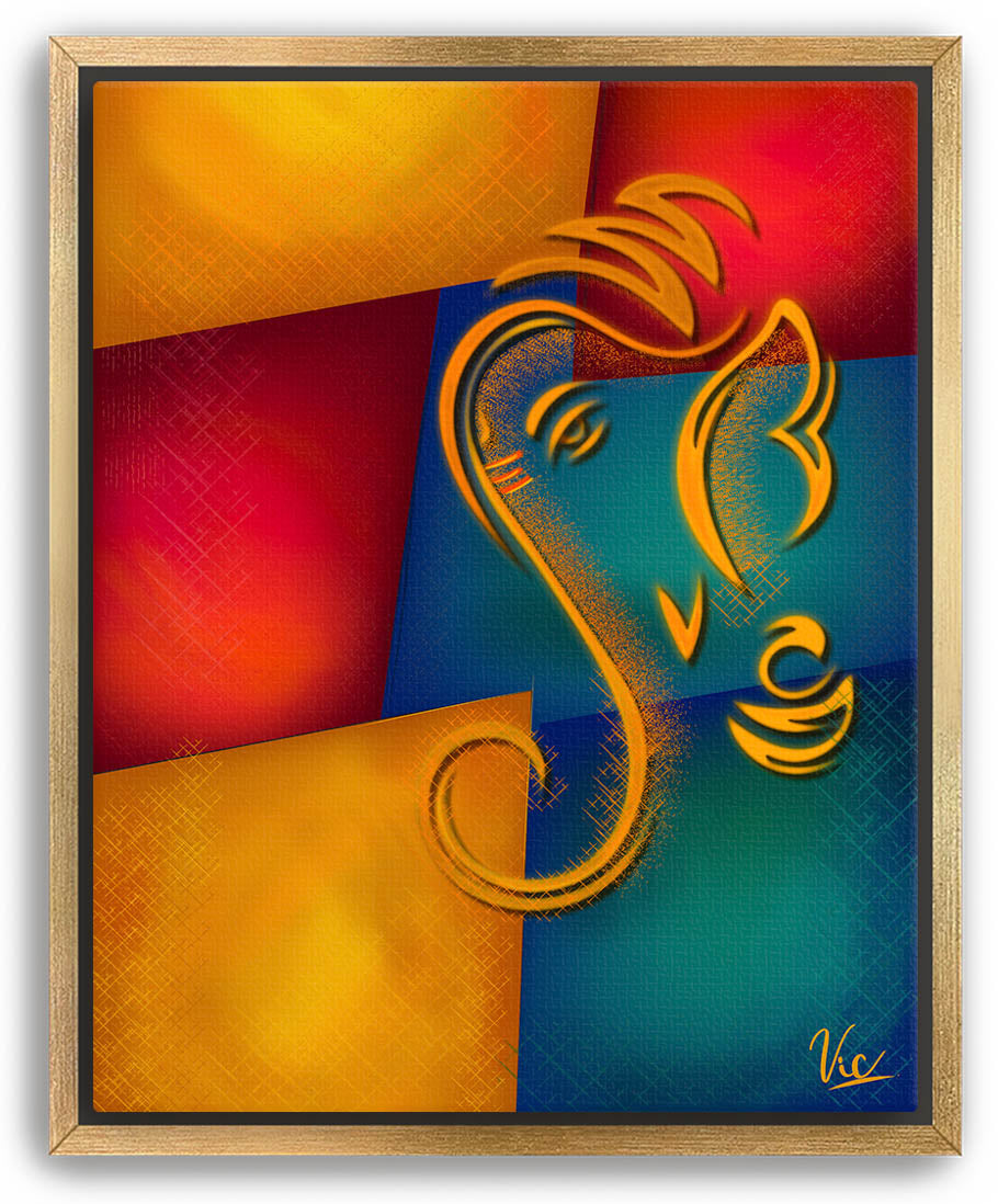 Modern Abstract Ganesha Painting - Bold Colors & Vibrant Contemporary Wall Art