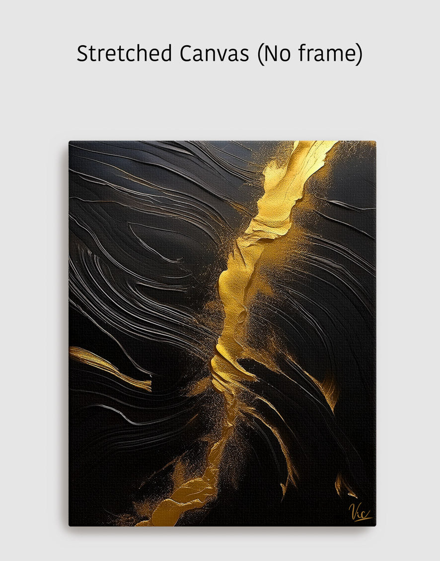 Abstract Black and Gold Contemporary Painting 2