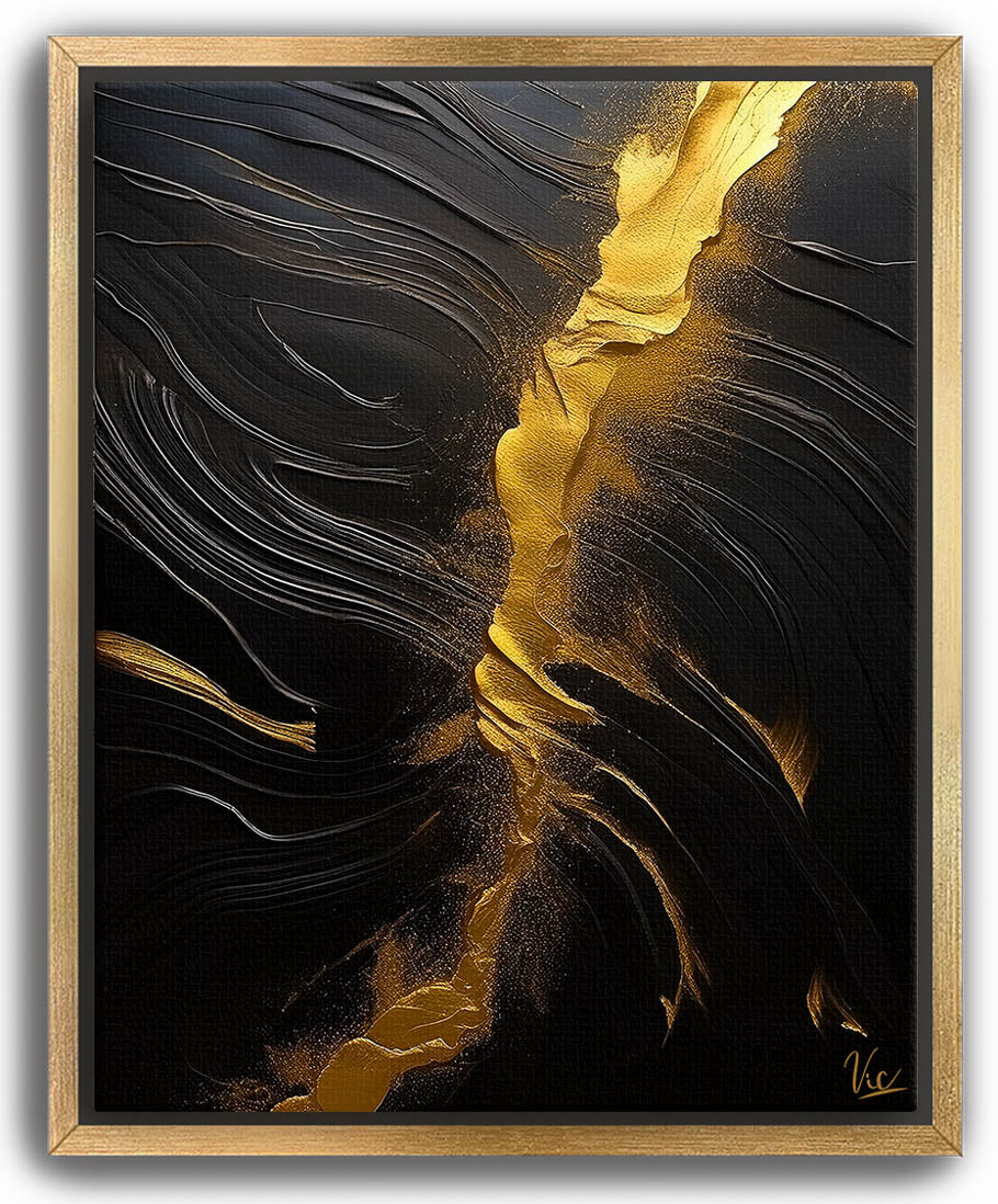 Abstract Black and Gold Contemporary Painting 2