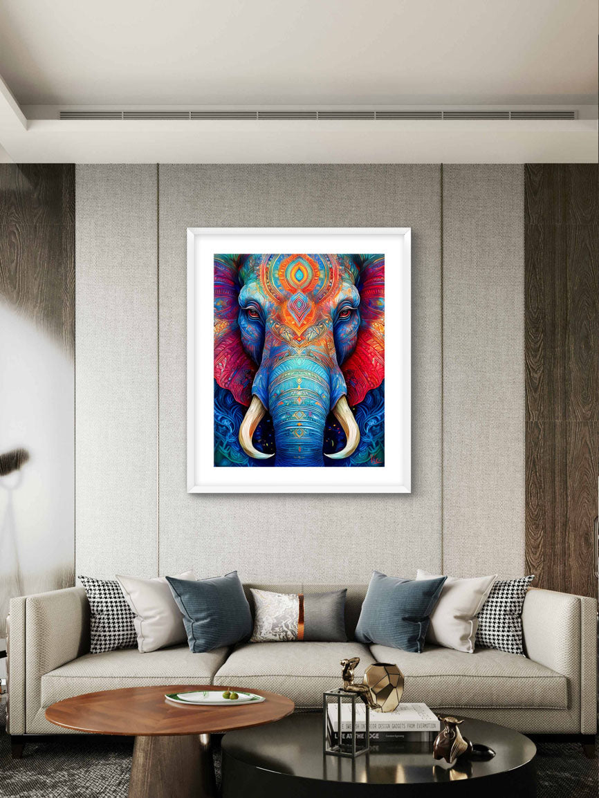 Colorful Indian Elephant Vibrant Wall Art