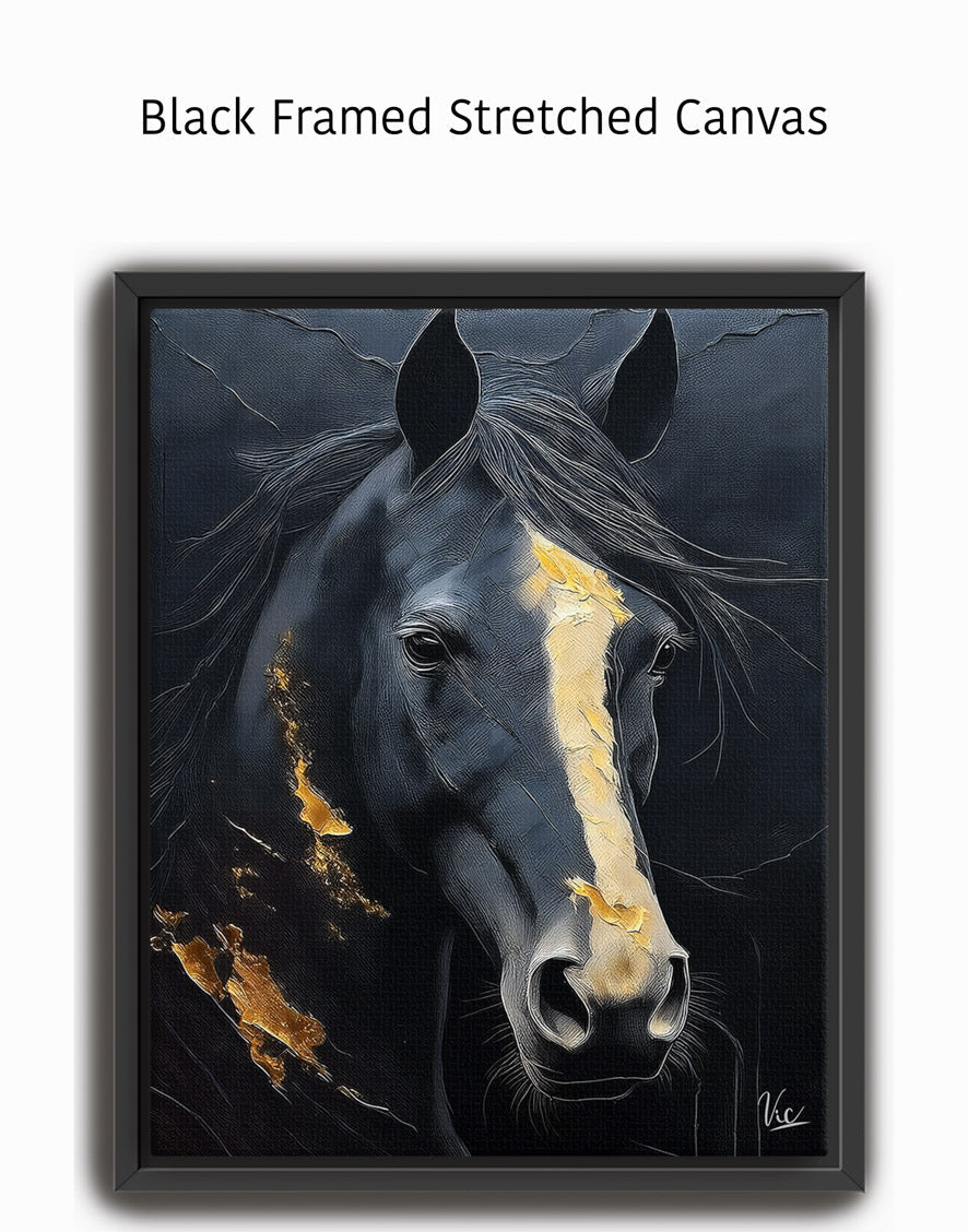 Modern Black Horse Fine Art Painting