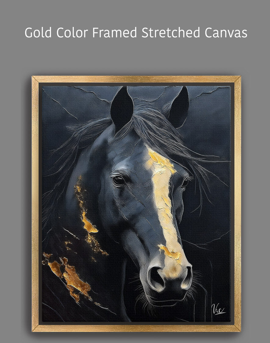 Modern Black Horse Fine Art Painting