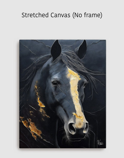 Modern Black Horse Fine Art Painting