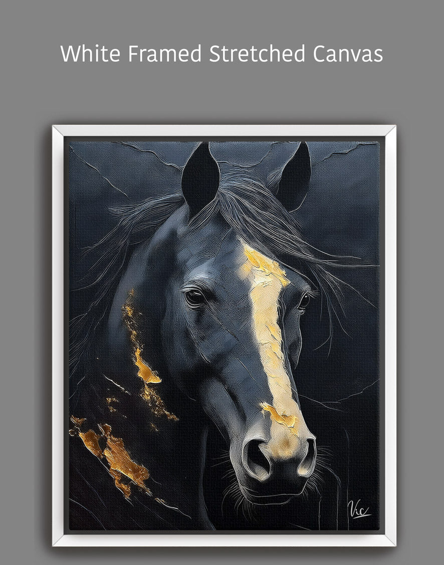 Modern Black Horse Fine Art Painting