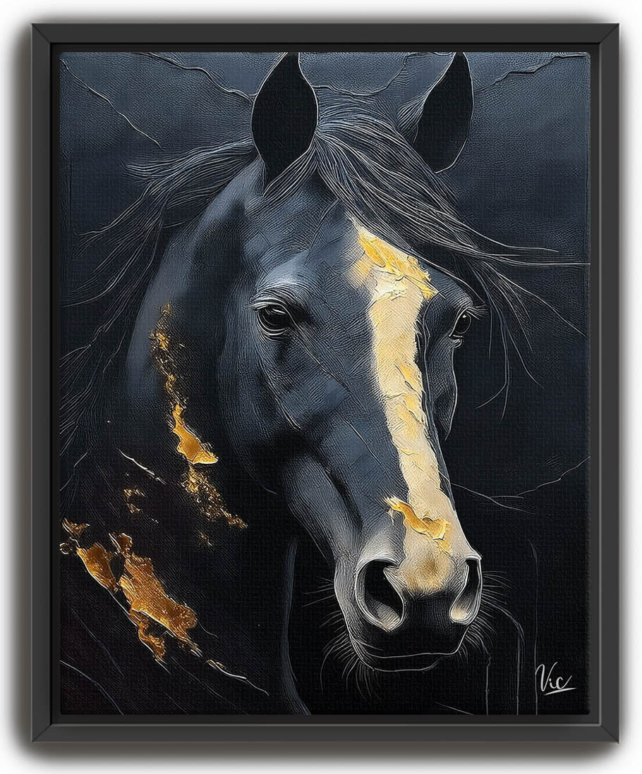 Modern Black Horse Fine Art Painting