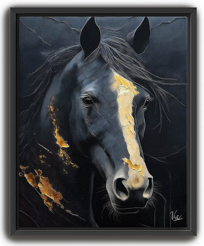 Modern Black Horse Fine Art Painting