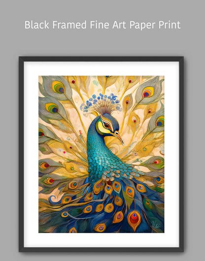 Colorful Indian Contemporary Peacock Painting