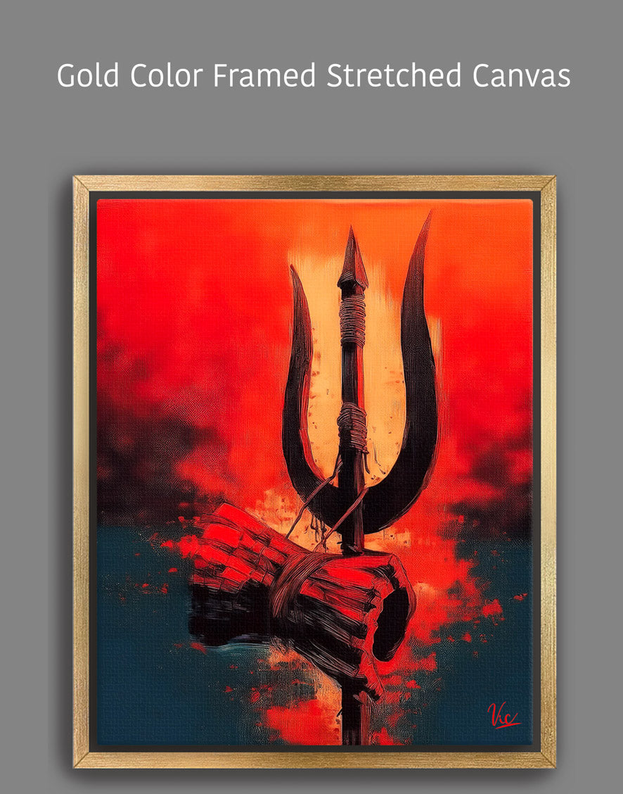 Shiva Trishool Wall Painting - Sacred Trident Artwork