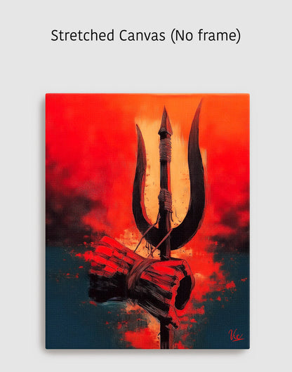 Shiva Trishool Wall Painting - Sacred Trident Artwork