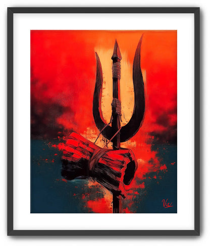 Shiva Trishool Wall Painting - Sacred Trident Artwork