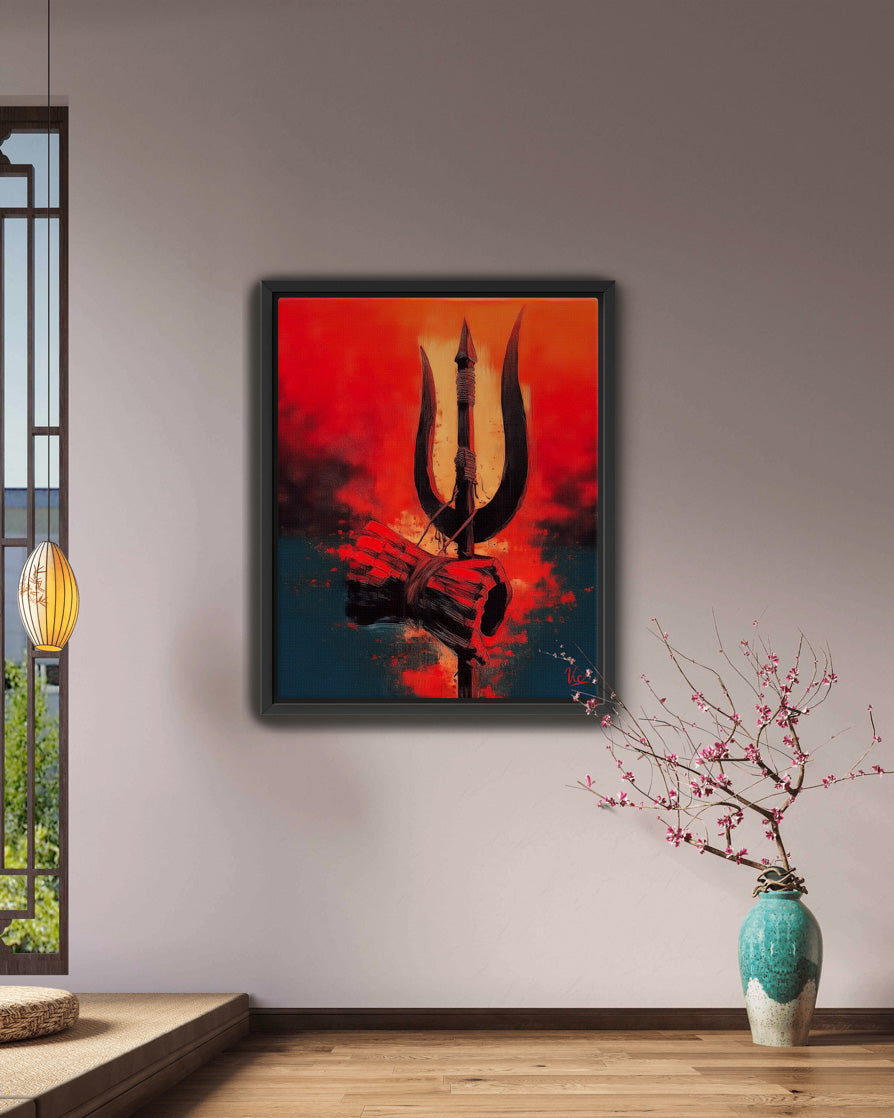 Shiva Trishool Wall Painting - Sacred Trident Artwork