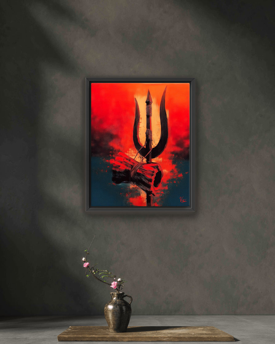 Shiva Trishool Wall Painting - Sacred Trident Artwork