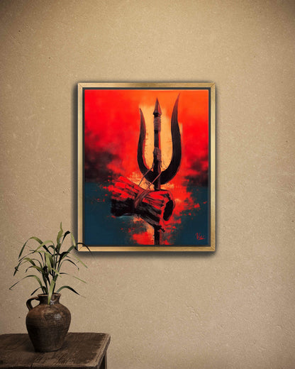 Shiva Trishool Wall Painting - Sacred Trident Artwork